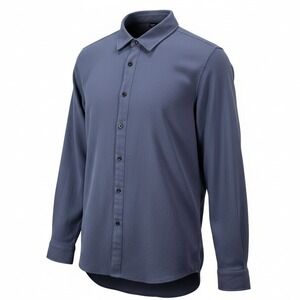 Manfinity Button Up Shirt Mens XL Slate Blue Textured Long Sleeve Chest Pocket